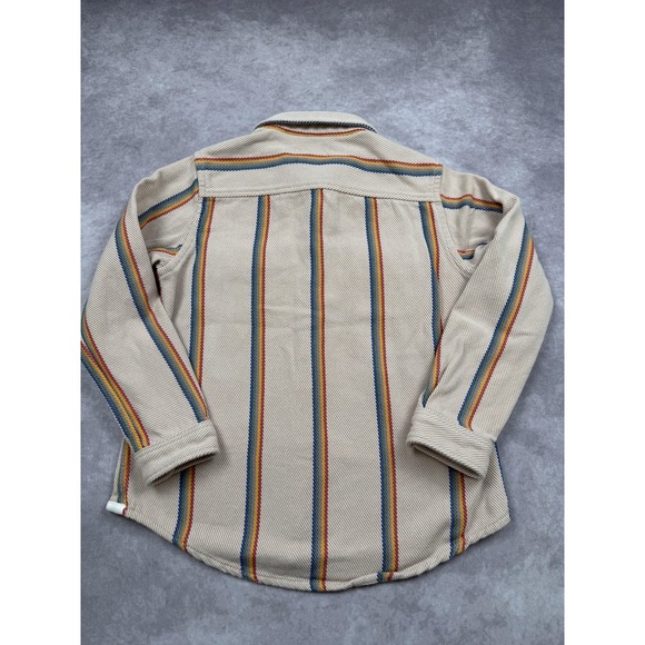 Outerknown Shirt Womens XS/S Tan Striped Blanket Shirt Organic Cotton Twill - Picture 14 of 16